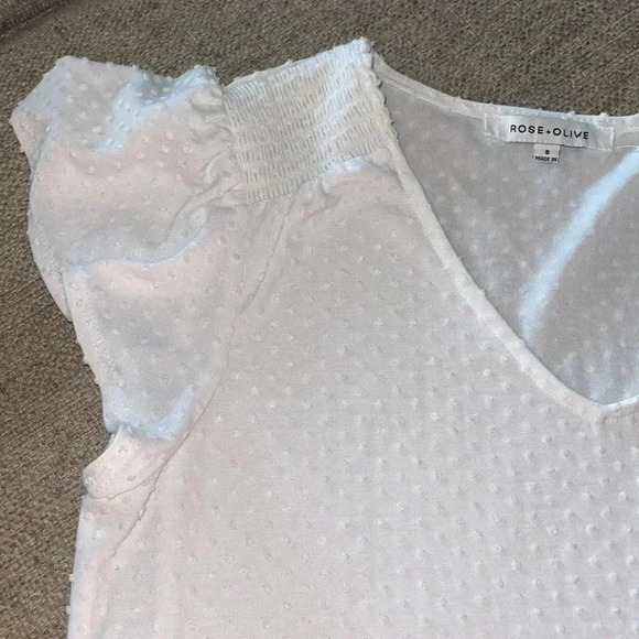 Rose + Olive Flutter Sleeve Top - size small - C - Picture 2 of 5